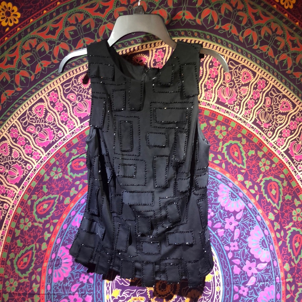 JS Boutique black sleeveless dressy top with sequin detailing
